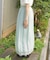 裾レース楊柳ワイドパンツ
