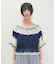 シアストライプ×レースプルオーバー