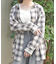 フード付きチェックシャツ