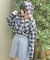 フード付きチェックシャツ