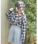 フード付きチェックシャツ