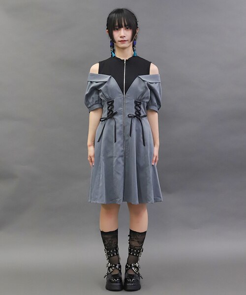 ♡フォクシー　レイヤードワンピース♡ forksy.】シアーテレコ タンクセット レイヤードワンピース