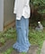 裾レースデニムストレートパンツ