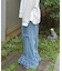 裾レースデニムストレートパンツ