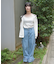 裾レースデニムストレートパンツ