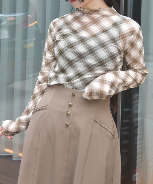 アクシーズファムトップス チェック柄シアートップス｜アクシーズファムの通販｜&mall