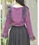 チェック柄シフォンリボンプルオーバー
