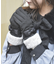 配色サテンリボンファー手袋