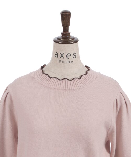 ハート釦バイカラーニットPO｜アクシーズファムの通販｜&mall