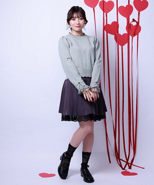 ハート釦バイカラーニットPO｜アクシーズファムの通販｜&mall