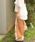 サイド花柄切替ワイドパンツ