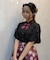 リボンブローチ付き姫袖風ブラウス