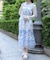 紫陽花柄ショルダーリボンワンピース