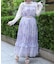 紫陽花柄ショルダーリボンワンピース