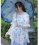 紫陽花刺繍フリルガウン