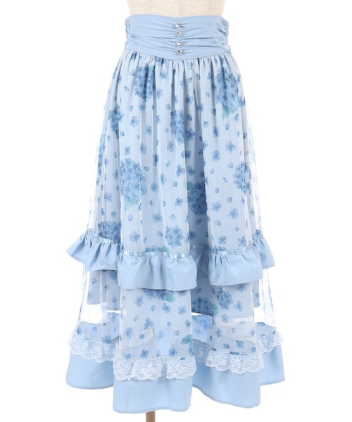 紫陽花柄プリントチュールスカート｜アクシーズファムの通販｜&mall