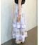 紫陽花柄プリントチュールスカート