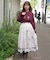音楽柄チュール重ねフレアスカート