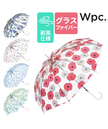 wpc 傘 ビニール傘 通販 レディース ジャンプ 透明 耐風 長傘 雨傘 ジャンプ傘 オシャレ 大人 かわいい 北欧 グラスファイバー 丈夫 60cm