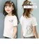 【当該商品送料無料】キッズ Tシャツ 半袖 女の子 通販 カットソー 73062401 半袖Tシャツ 夏服 ねこ 猫 ネコ 刺繍 パール シンプル