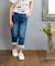 【当商品送料無料】Rora デニムパンツ 通販 ローラ ラズリ ジーンズ パンツ ロールアップデニム キッズ 女の子 レース リボン 春夏 春秋