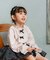 【当商品送料無料】Rora ブラウス 通販 ローラ さくら キッズ 子供 女の子 子ども スタンドカラー フリル 襟 リボン 長袖 パフスリーブ