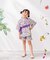 【当商品送料無料】Rora 甚平 キッズ 女の子 通販 ローラ はなよい 花宵 上下セット セットアップ 半袖 かわいい 可愛い 紫 パープル 浴衣