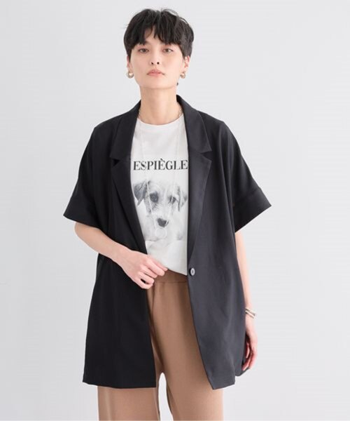 ポプリンハーフスリーブジャケット【JAPAN FABRIC】ハンドウォッシャブル ポプリンハーフスリーブジャケット 【JAPAN FABRIC】ハンド