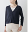 【手洗い可能】セルロースナイロン天竺 9分袖Vネックカーディガン