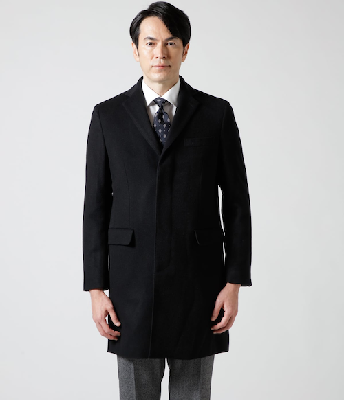 ✨極美品✨カシミヤ100 BOLDFACE チェスターコート ヘリンボーン 比翼 カシミヤ混 ショートビーバー 比翼チェスターフィールドコート