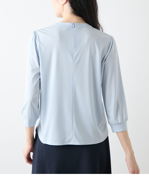 トリアセ強撚スムース 7分袖ボウタイカットソー｜ニューヨーカーの通販