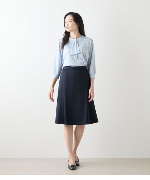 ニューヨーカー（NEWYORKER）/トリアセ強撚スムース 7分袖ボウタイカットソー トリアセ強撚スムース 7分袖ボウタイカットソー｜ニューヨーカーの通販