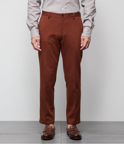 ストレッチ・ウォッシャブル】ツイル調ポンチ シャーリングパンツ