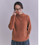 【ウォッシャブル】Creamy Cotton 木の葉柄ボトルネックニット