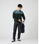 【ウォッシャブル】クルーネック ブロッキングニット