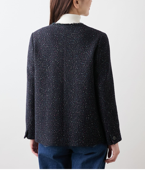 ネオンカラーミックスツィード ノーカラージャケット｜ニューヨーカー