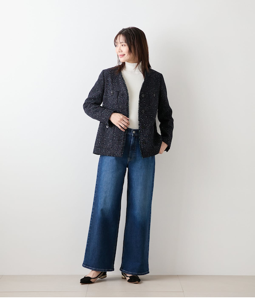 ネオンカラーミックスツィード ノーカラージャケット｜ニューヨーカー