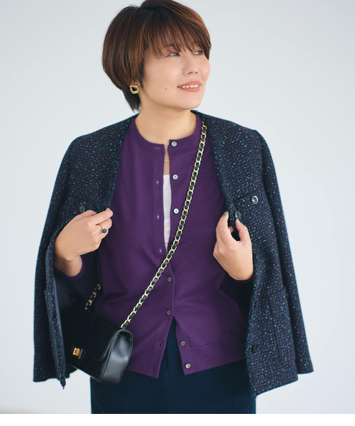 ネオンカラーミックスツィード ノーカラージャケット｜ニューヨーカー