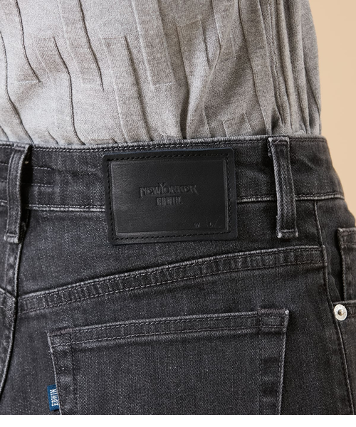 ストレッチ】EDWIN 11オンスストレートブラックデニムパンツ