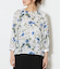 ルミナスフラワープリント 8分袖シャーリングブラウス