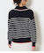 【手洗い可能】コットン片畔ボーダー ハーフジップニットプルオーバー