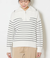 【手洗い可能】コットン片畔ボーダー ハーフジップニットプルオーバー