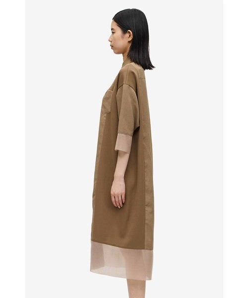 Sheer Knit Paneled Shirt Dress - F8698｜フレッドペリーの通販