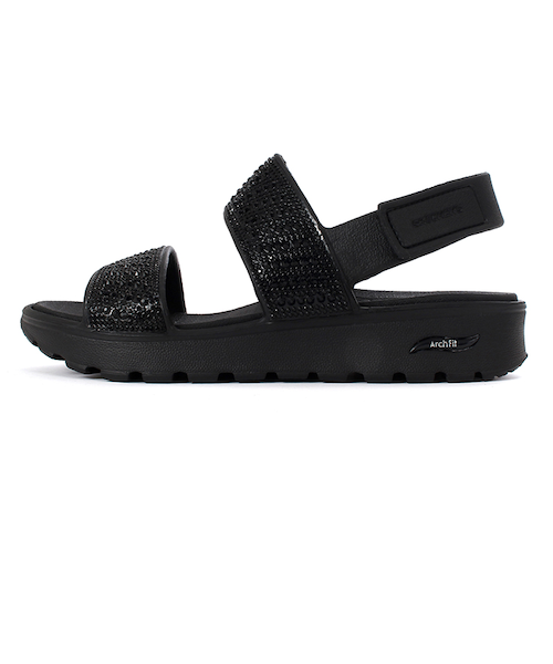 未使用品 スケッチャーズ 24.5黒アーチフィット フラットシューズ パンプス SKECHERS スケッチャーズ ARCH FIT FOOTSTEPS ENCHANT アーチ