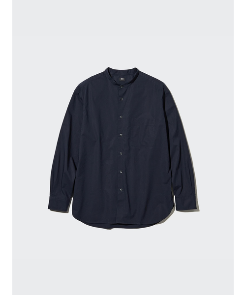 エクストラファインコットンオーバーサイズスタンドカラーシャツ（長袖