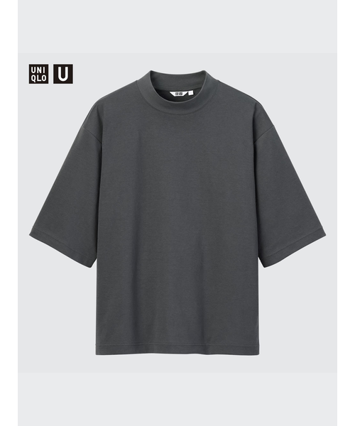 エアリズムコットンオーバーサイズモックネックT（5分袖）｜ユニクロの