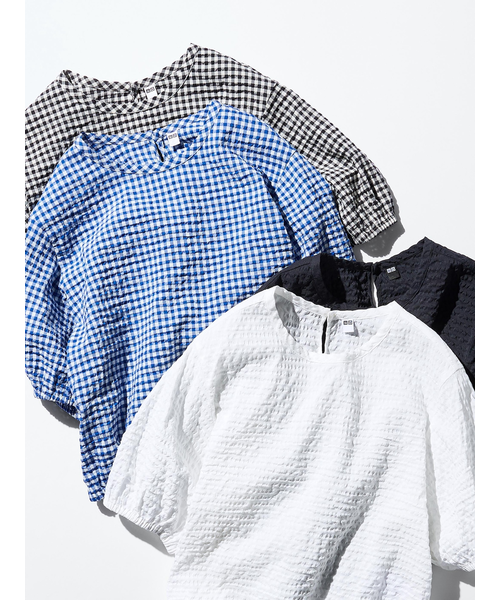 WAAC シアサッカー半袖ブラウス 美品 WAAC シアサッカー半袖ブラウス 美品 セール】WOMEN'S シア