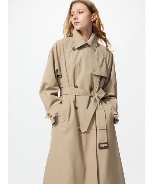 UNIQLO トレンチコート リラックスフィット L サイズ ベージュ チェック トレンチコート/リラックスフィット｜ユニクロの通販｜&mall（アンド