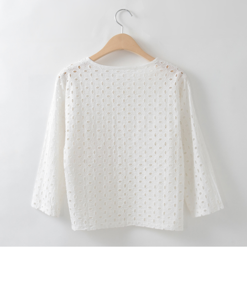 アイレットレースボレロブラウス [41713469]natural mist｜ナチュラル