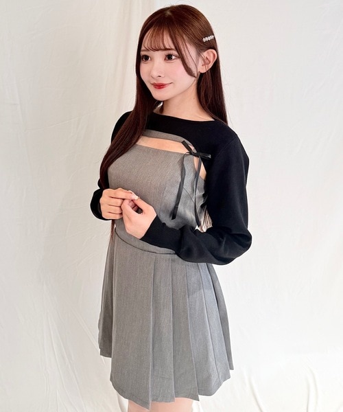 ショートニット×キャミワンピースセット｜ワンウェイの通販｜&mall